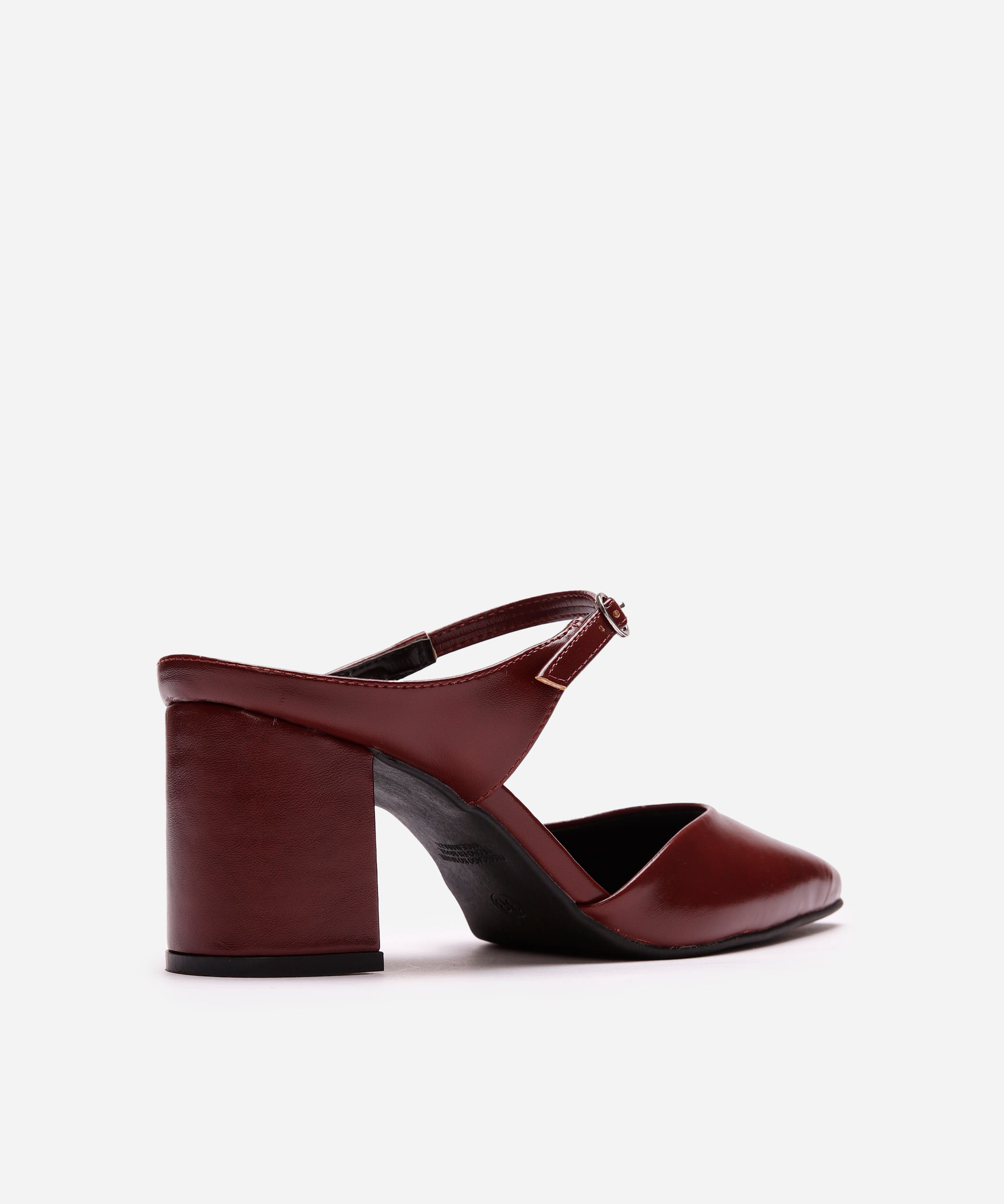 mule bico quadrado com salto mindset vinho