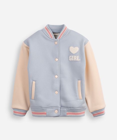 jaqueta bomber infantil de moletom lovely days azul
