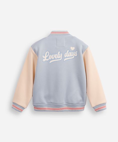 jaqueta bomber infantil de moletom lovely days azul