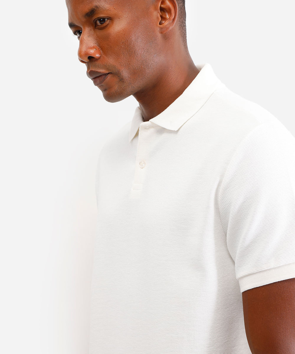 polo de algodão texturizada branca