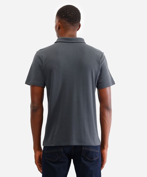 polo comfort masculina de algodão manga curta cinza