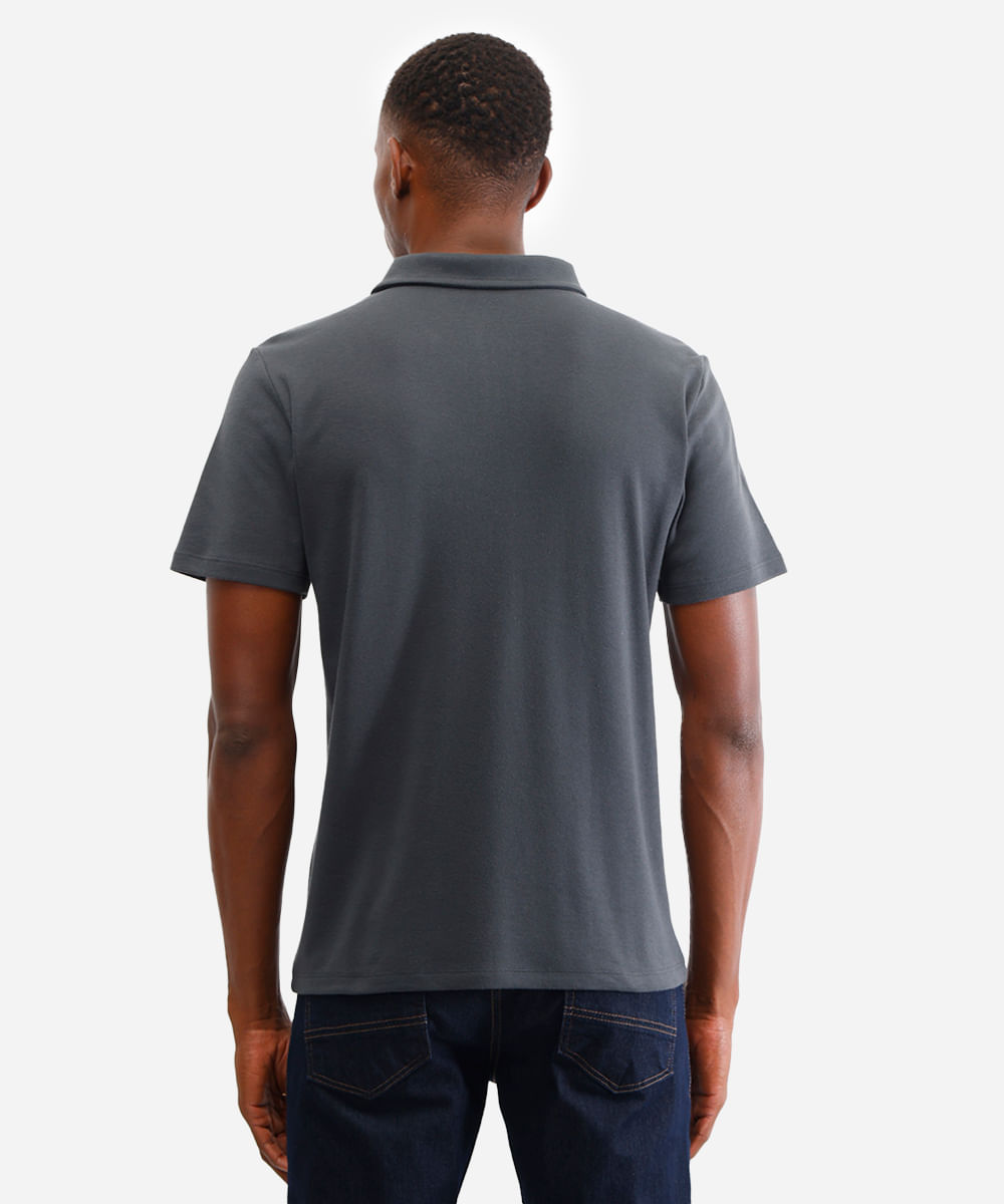 polo comfort masculina de algodão manga curta cinza
