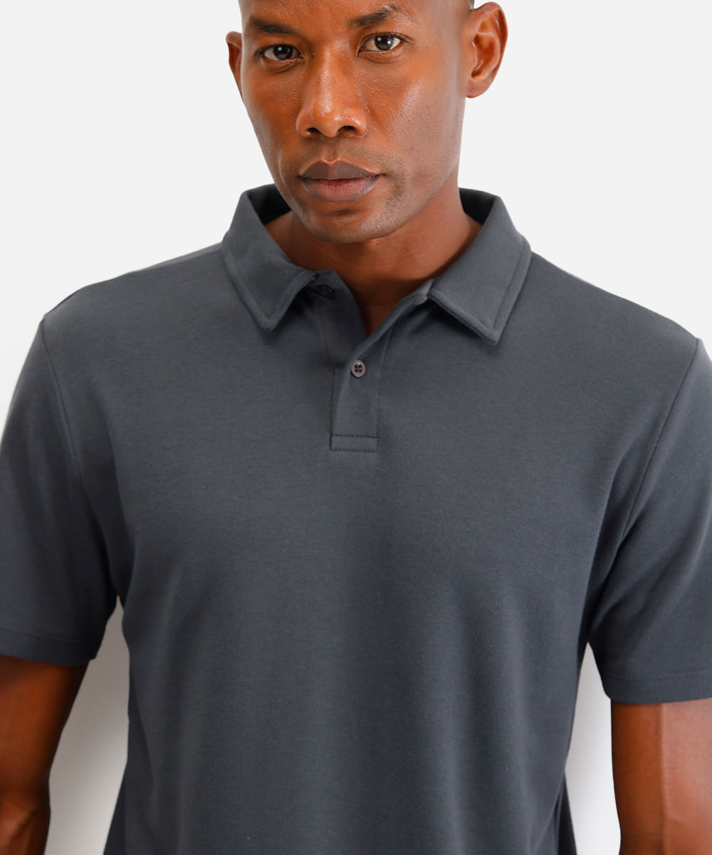polo comfort masculina de algodão manga curta cinza