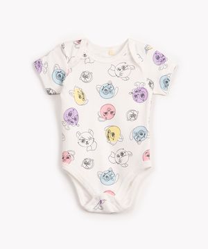 body de algodão infantil bolofofo manga curta off white