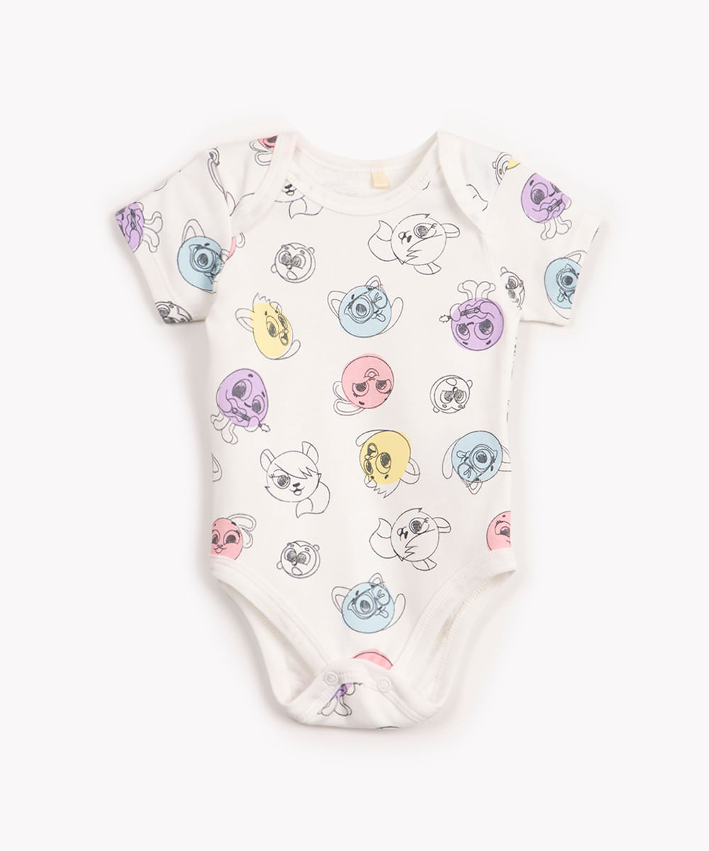 body de algodão infantil bolofofo manga curta off white
