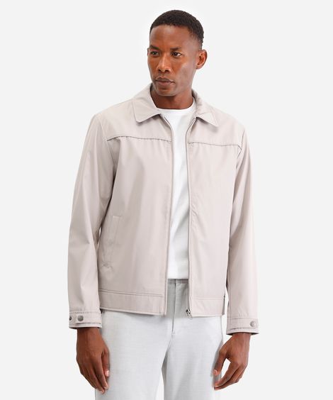 jaqueta de nylon leve - cinza claro