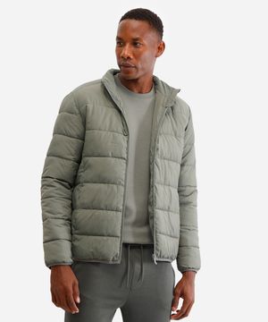 jaqueta puffer básica masculina manga longa verde