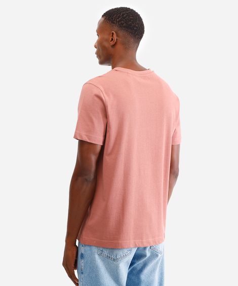 camiseta de algodão manga curta rosa