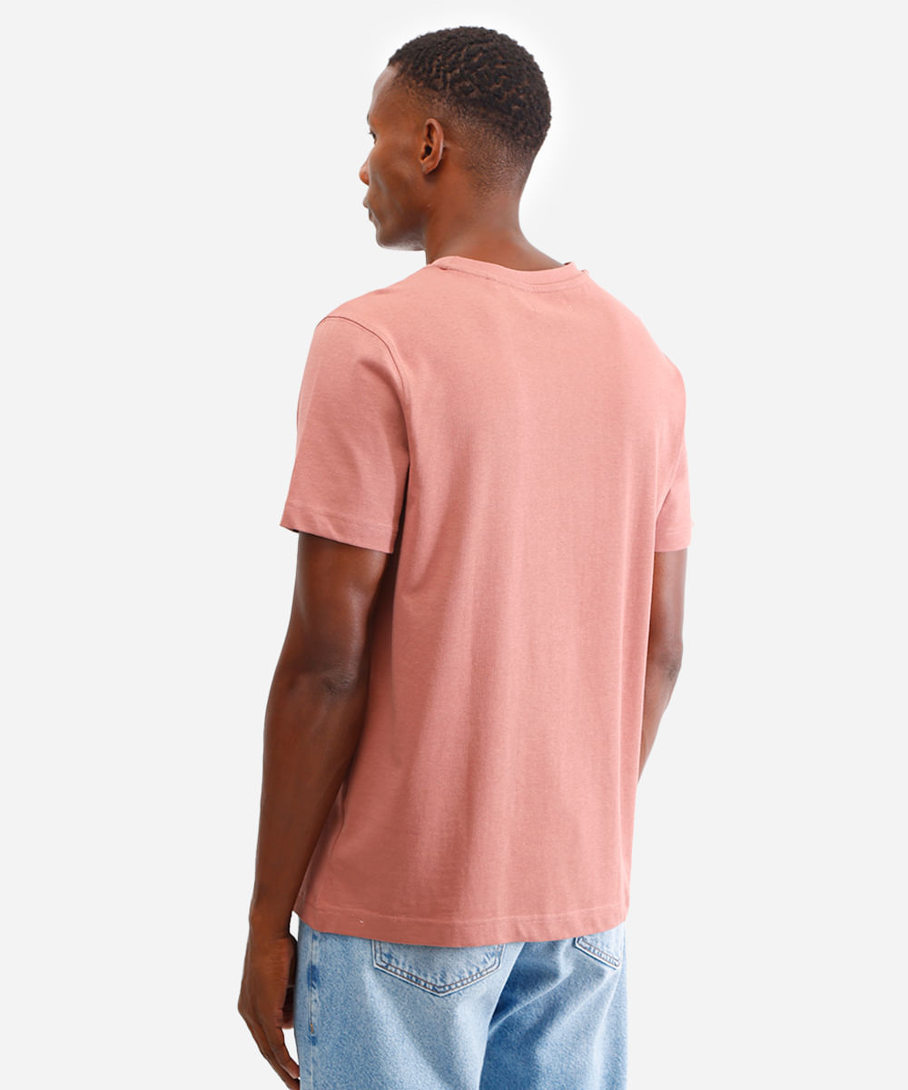camiseta de algodão manga curta rosa
