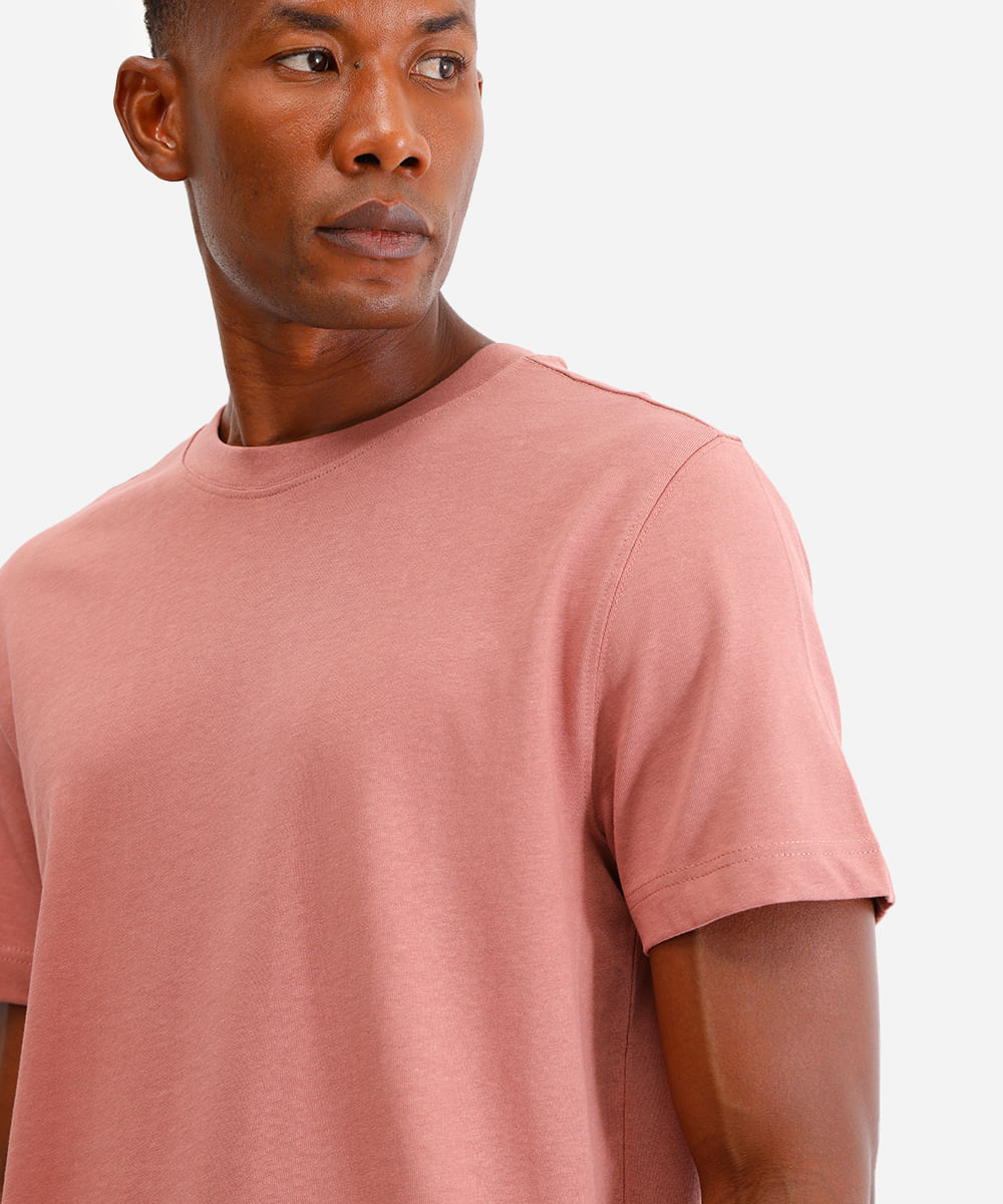 camiseta de algodão manga curta rosa