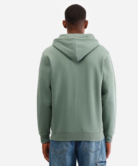 jaqueta básica masculina de moletom com capuz verde