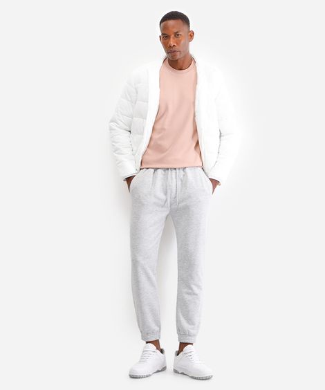 calça básica jogger masculina de moletom cinza
