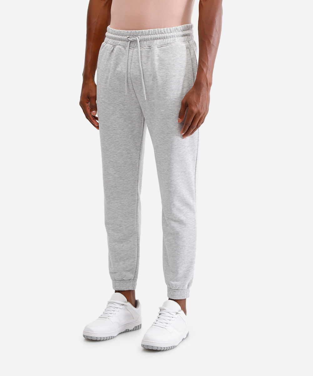 calça básica jogger masculina de moletom cinza