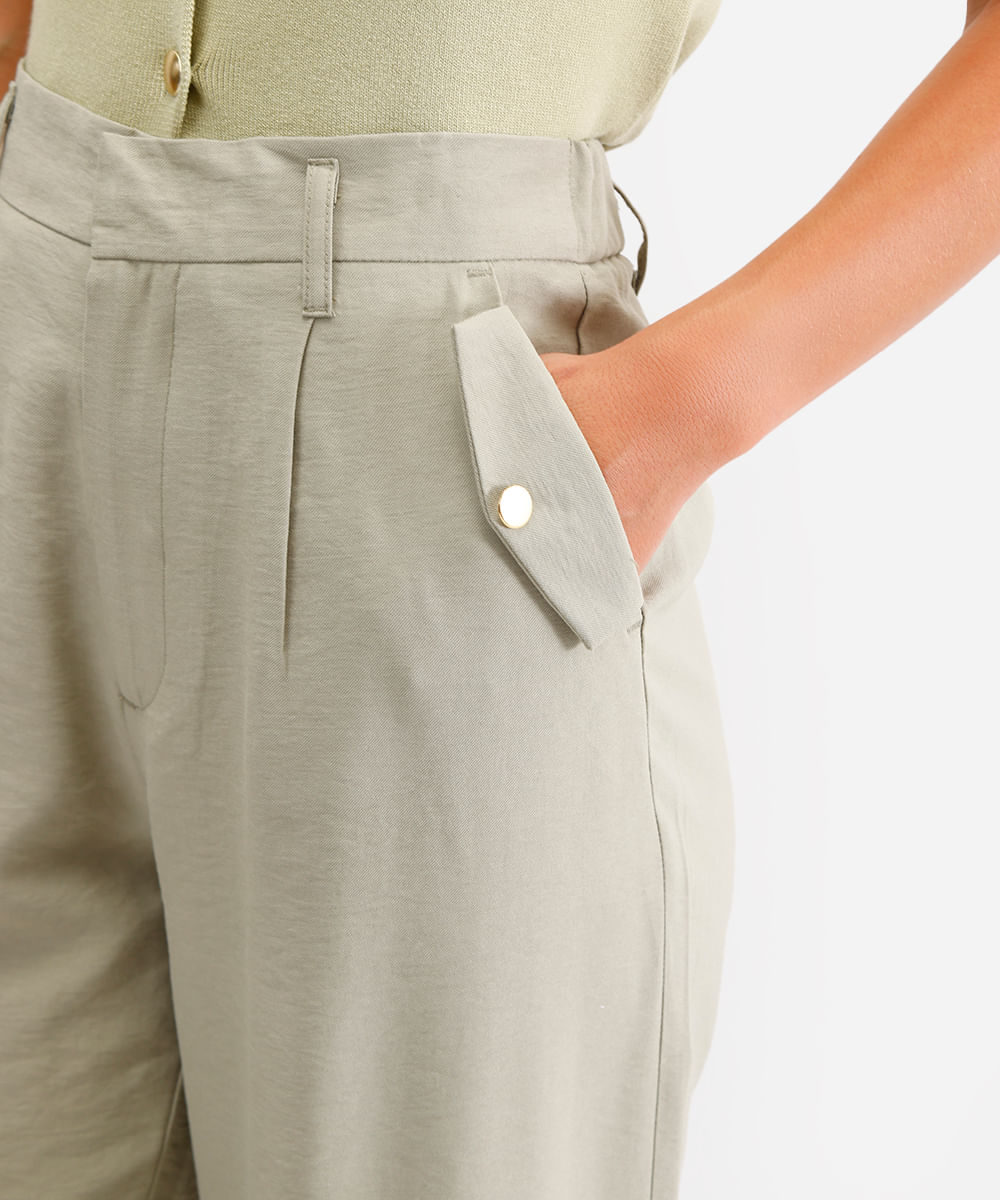 calça wide leg feminina com viscose verde