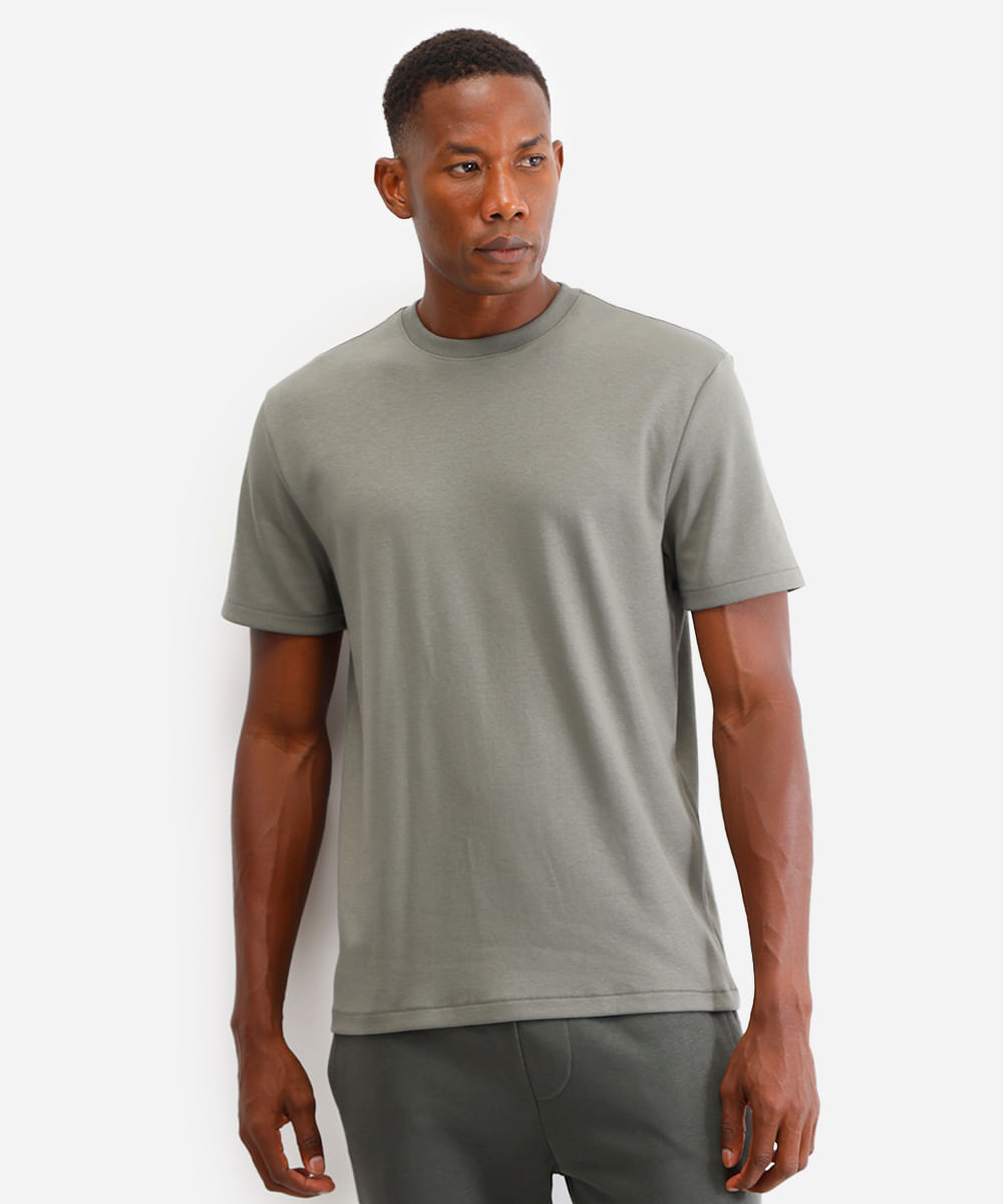 camiseta de algodão peruano bold manga curta verde