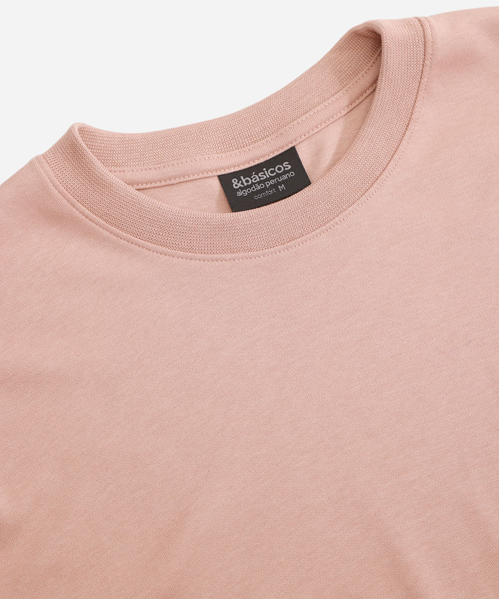 camiseta de algodão peruano bold manga curta rosa