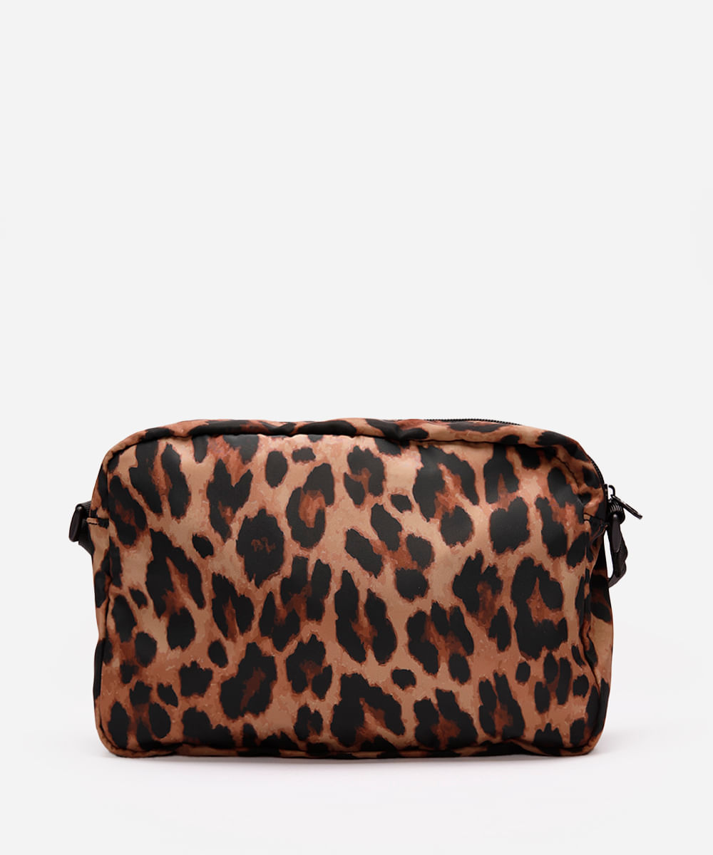 bolsa transversal animal print bege