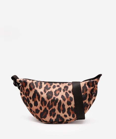 bolsa tiracolo transversal animal print bege