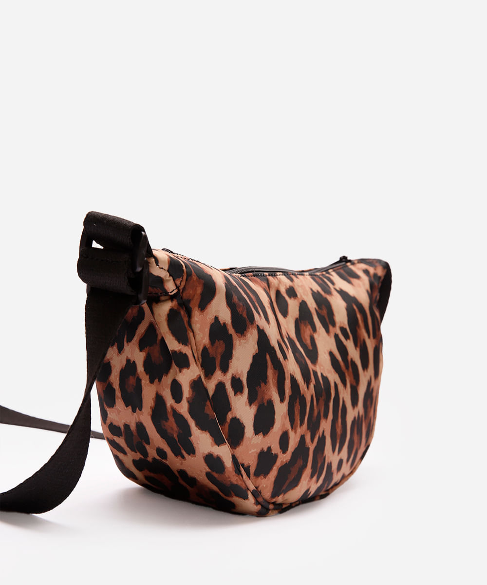 bolsa tiracolo transversal animal print bege