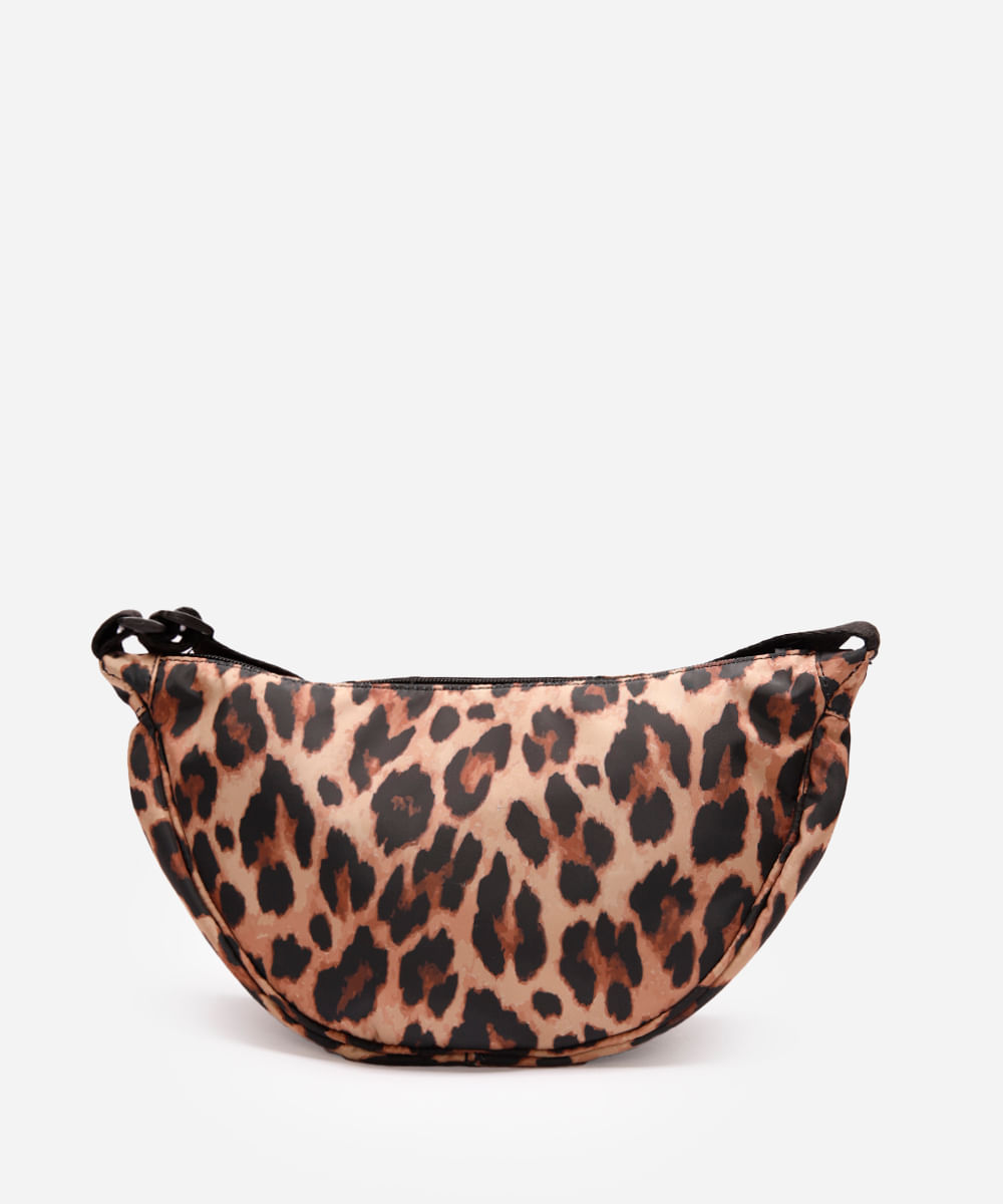 bolsa tiracolo transversal animal print bege