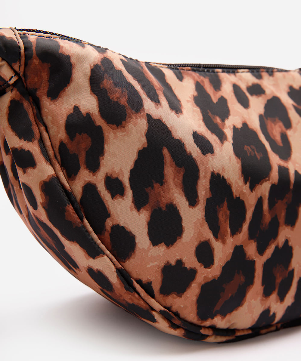 bolsa tiracolo transversal animal print bege