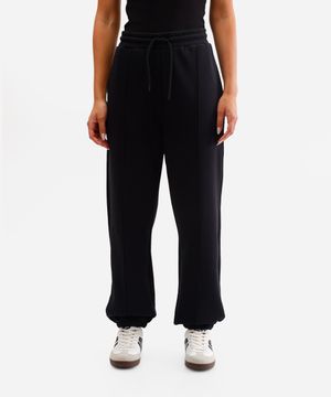 calça jogger feminina de moletom básica preto