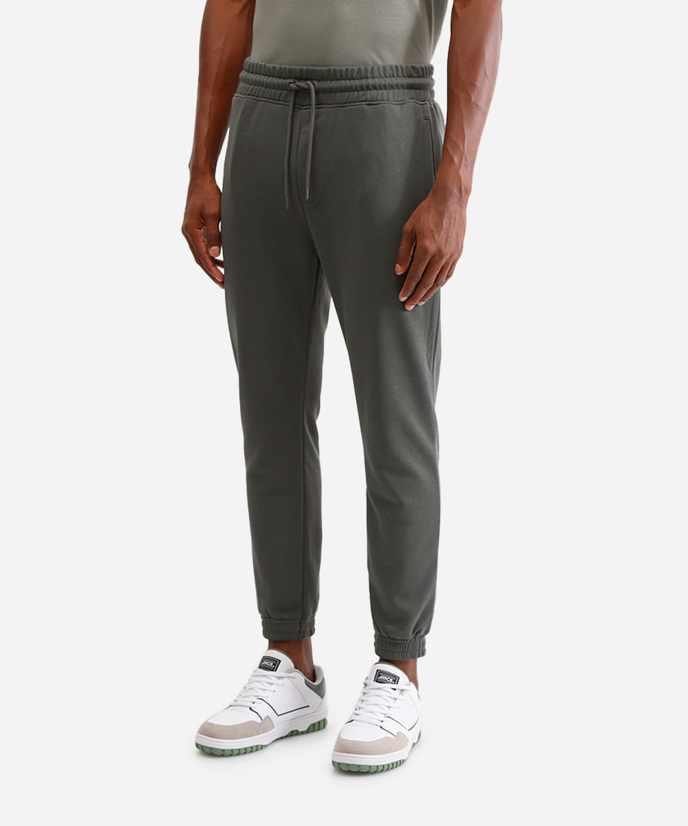 calça básica jogger masculina de moletom verde