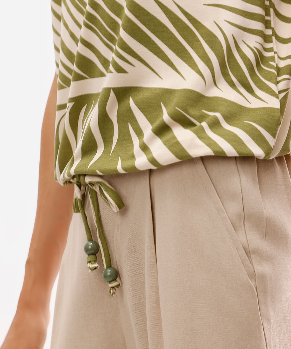 regata de viscose com amarração folhagem verde