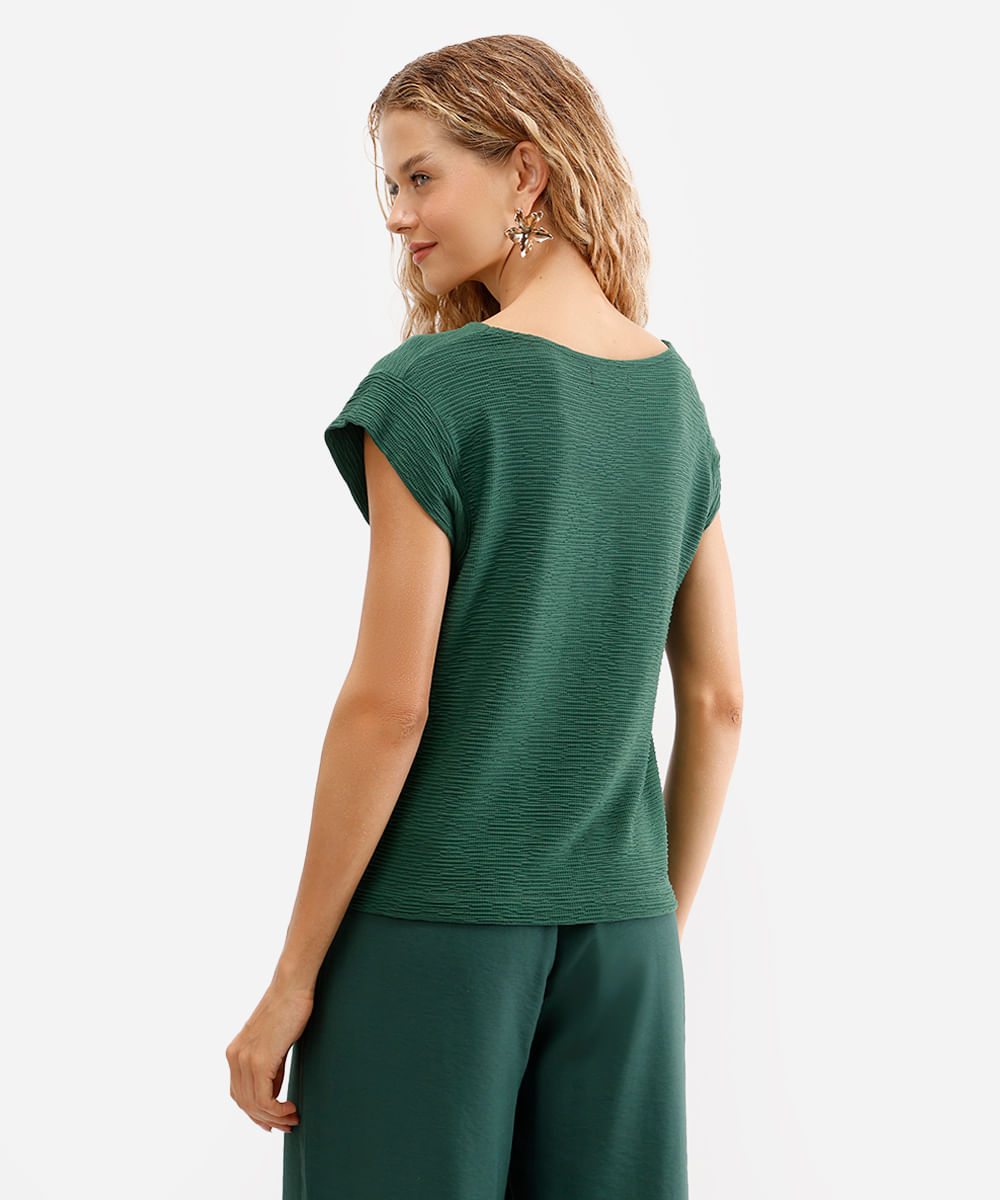 blusa texturizada decote v muscle tee verde