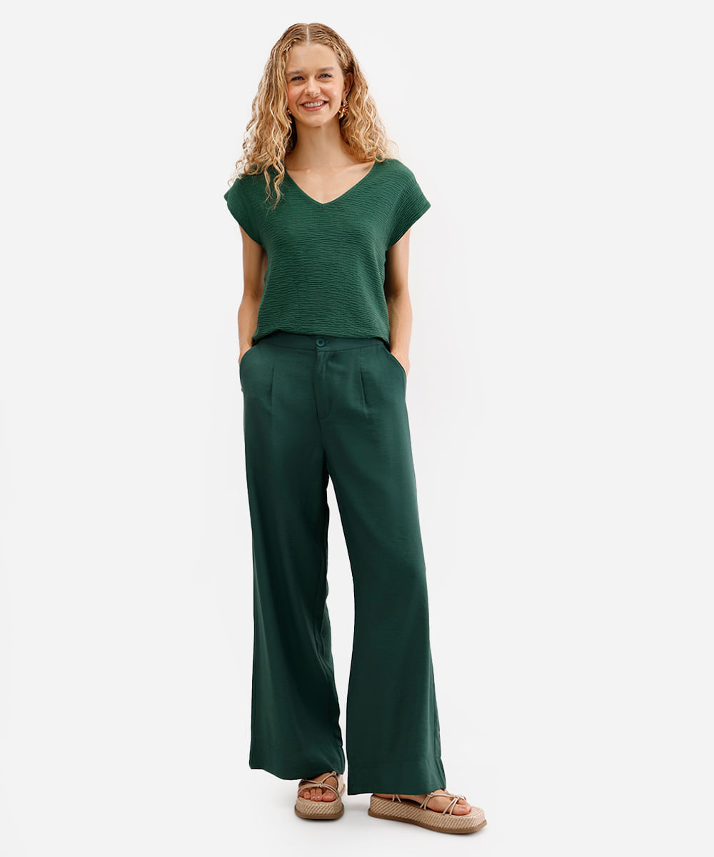 blusa texturizada decote v muscle tee verde