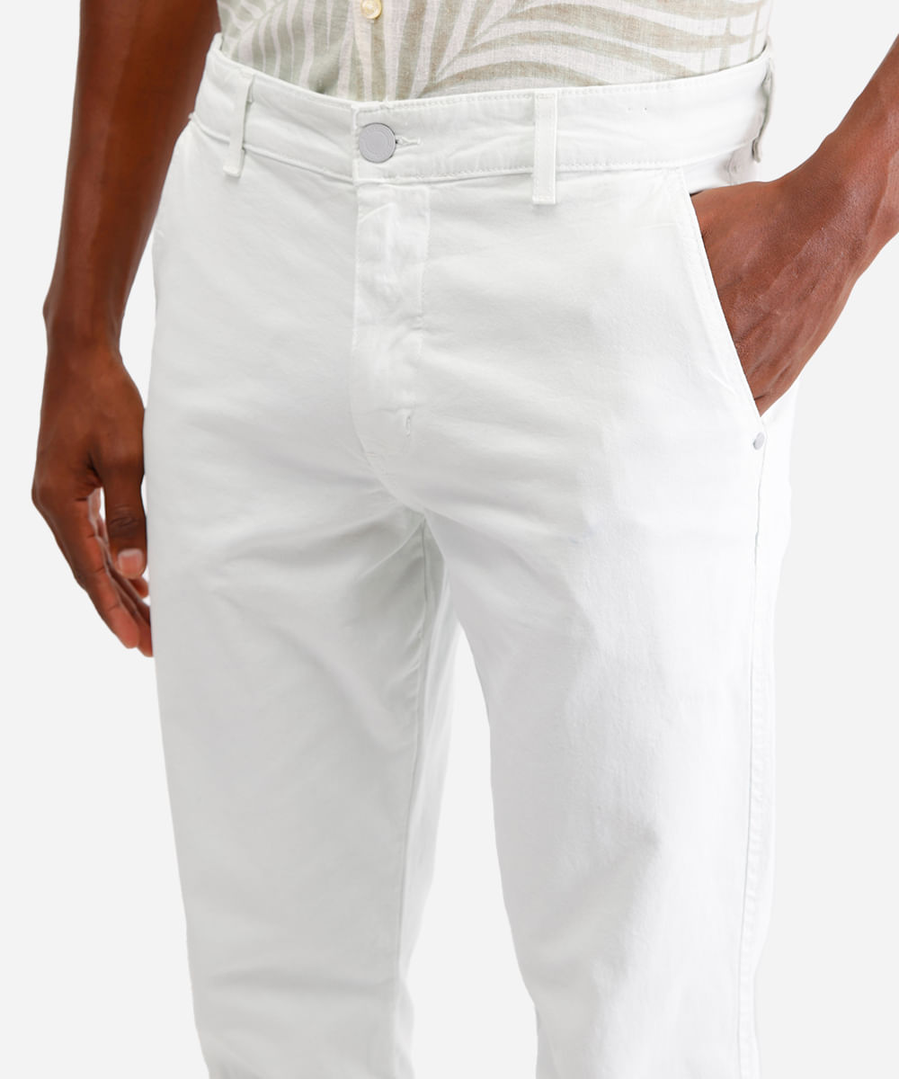 calça chino slim masculina de sarja cinza