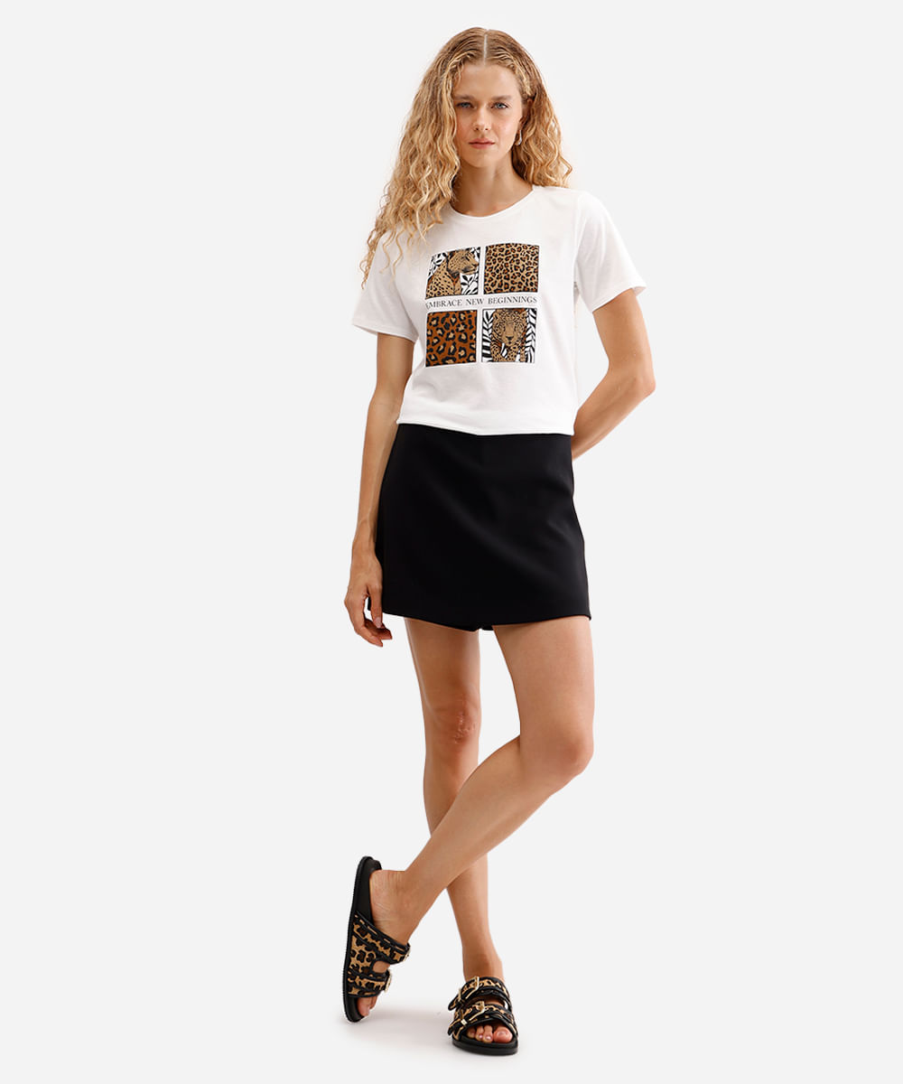 camiseta feminina de algodão embrace new beginnings off white