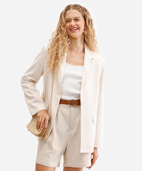 blazer oversized feminino com linho bege