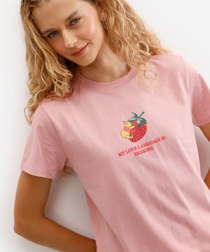 camiseta feminina de algodão ursinho pooh rosa