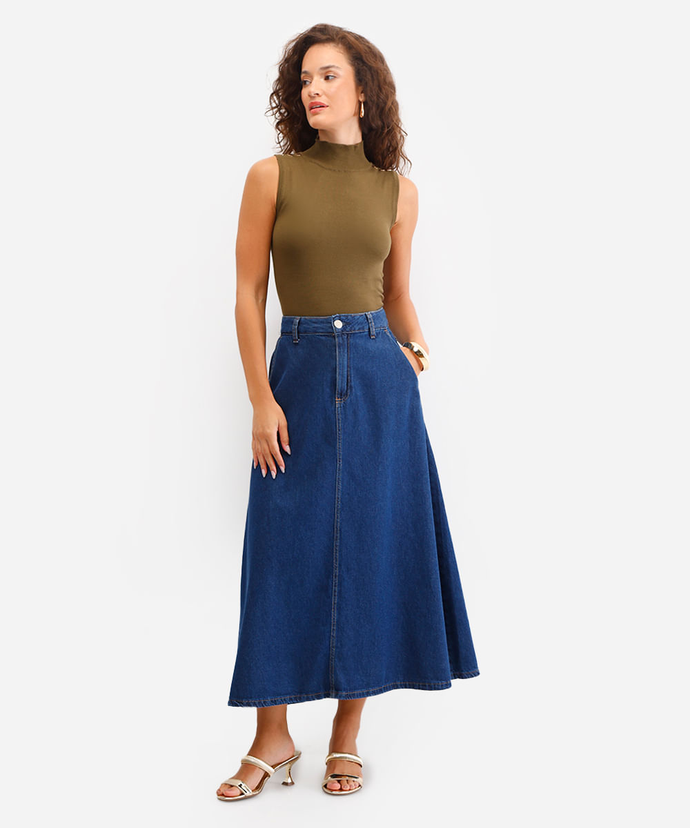 regata feminina de tricot gola alta com botões verde