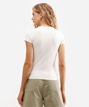 camiseta básica feminina de algodão manga curta off white