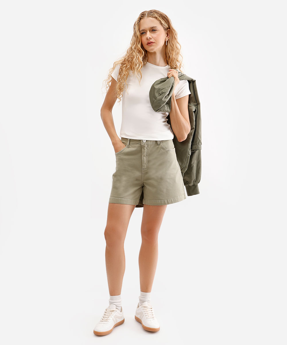 camiseta básica feminina de algodão manga curta off white