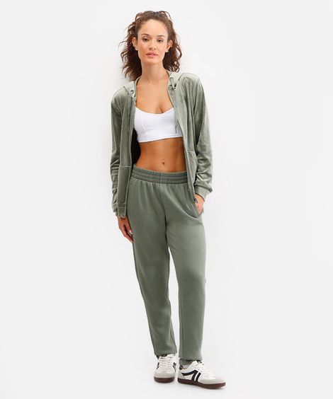 calça de moletom cintura alta esportiva verde