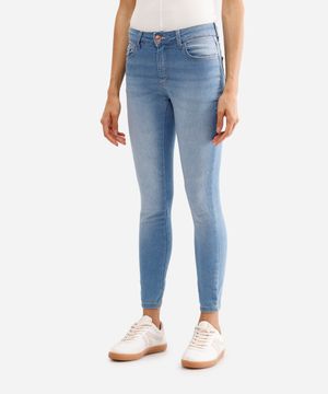 calça skinny feminina jeans cintura média azul