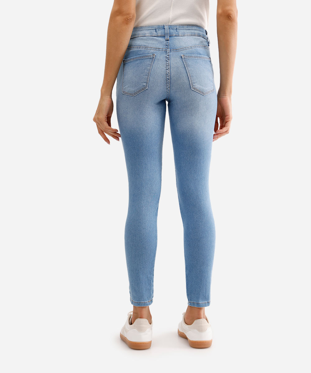 calça skinny feminina jeans cintura média azul