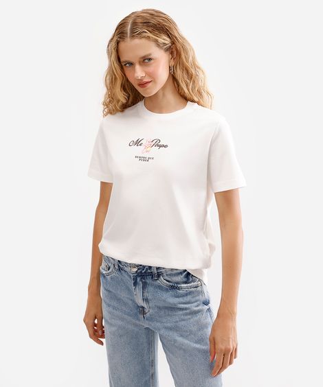 camiseta feminina de algodão ursinhos carinhosos off white