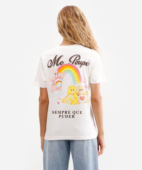 camiseta feminina de algodão ursinhos carinhosos off white