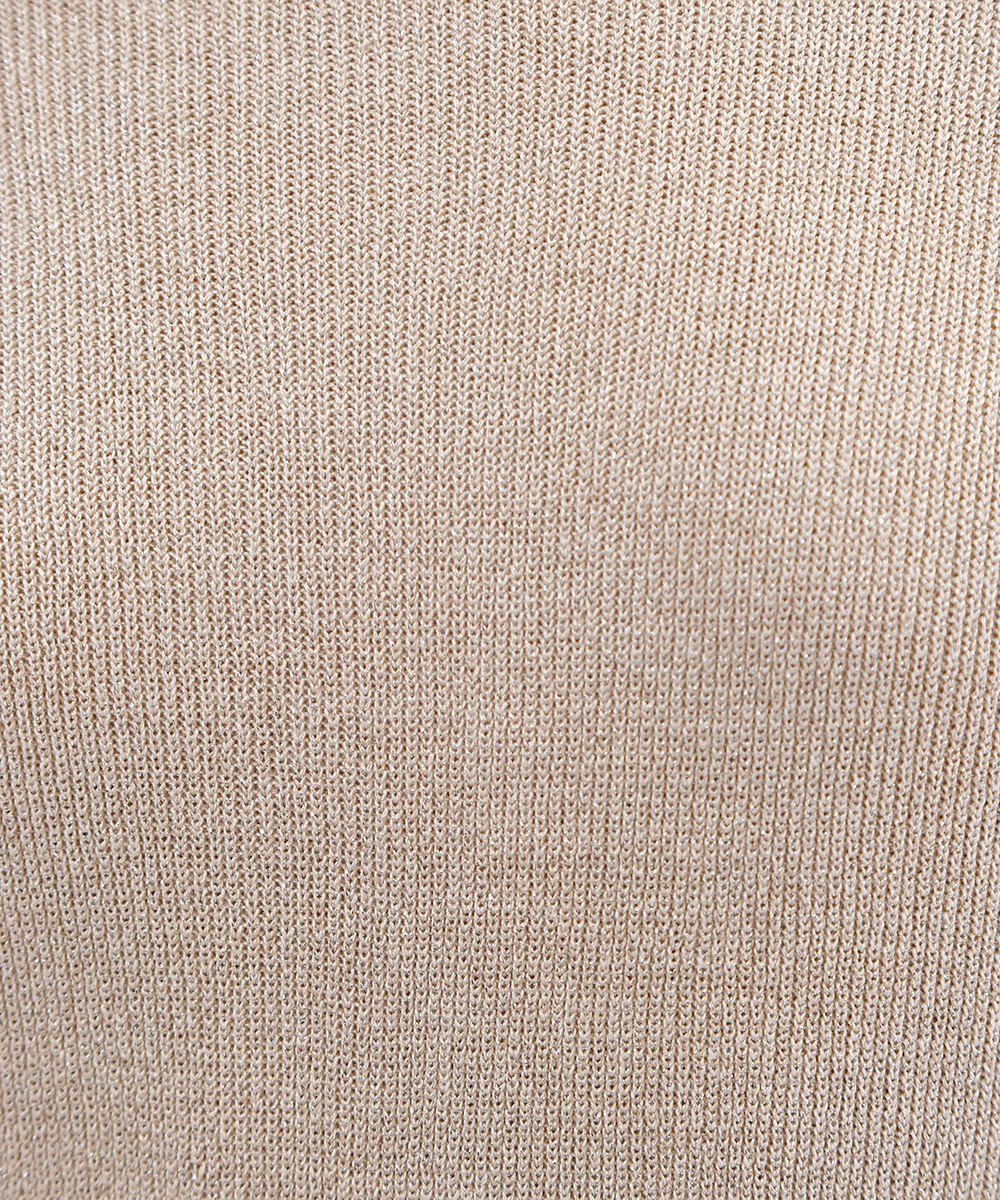 suéter de tricot manga longa com lurex bege