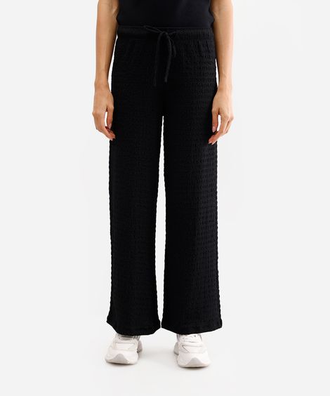 calça reta feminina texturizada preta