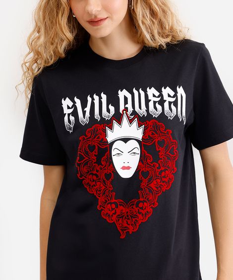 camiseta feminina de algodão manga curta malévola preta