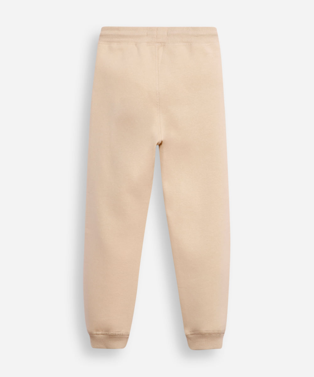 calça jogger infantil de moletom nyc bege
