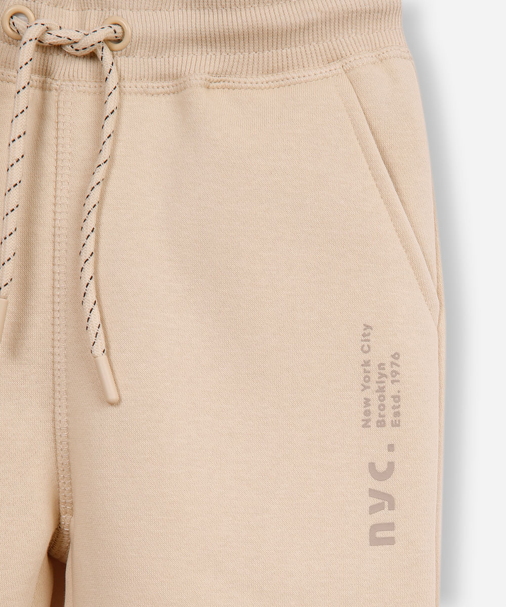 calça jogger infantil de moletom nyc bege
