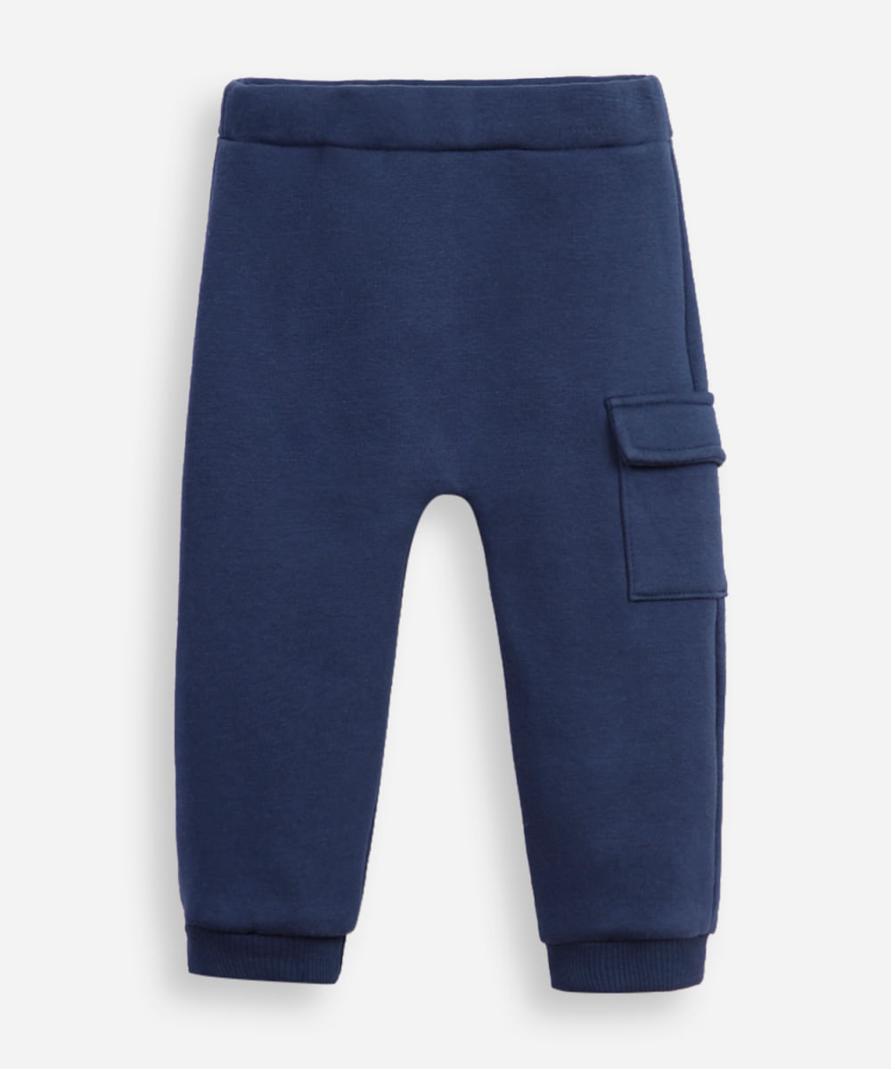calça cargo infantil de moletom azul