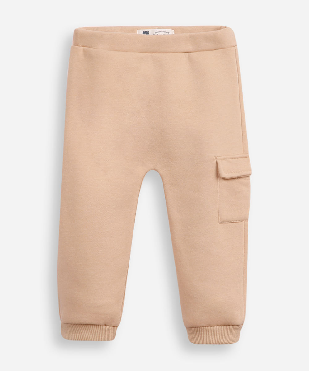 calça cargo infantil de moletom bege