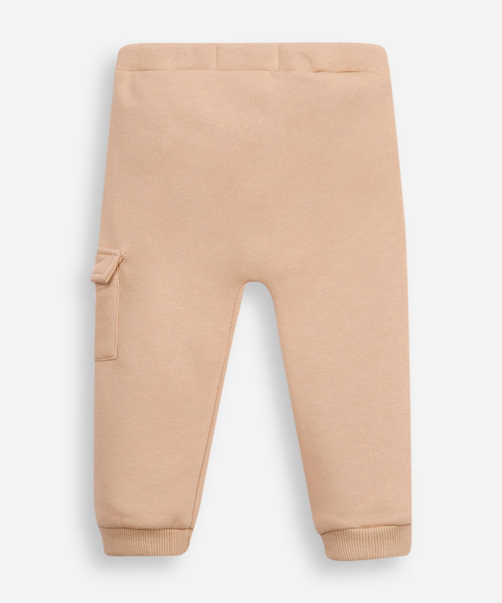 calça cargo infantil de moletom bege